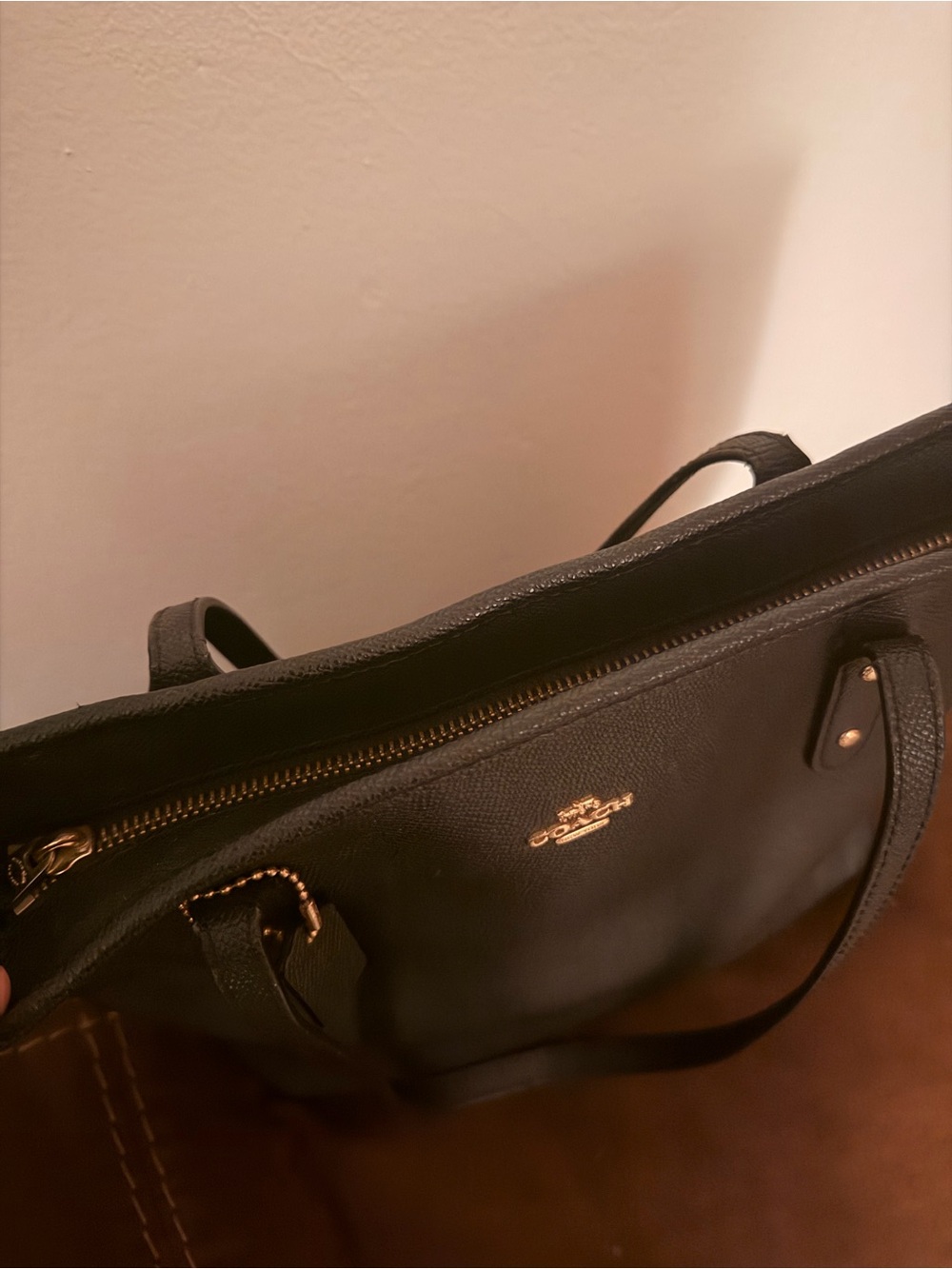 Coach Black Leather Interior Tote with Gold-Tone Trim - Picture 3 of 8